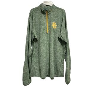 Nike Baylor Bears Dri-FIT XXL Green Space Dye Quarter Zip‎ Pullover Thumbholes